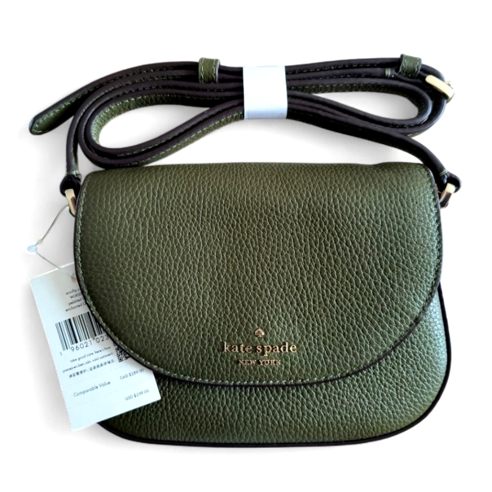 Kate Spade NY Enchanted Green Leila Pebbled Leather Mini Flap Crossbody Bag